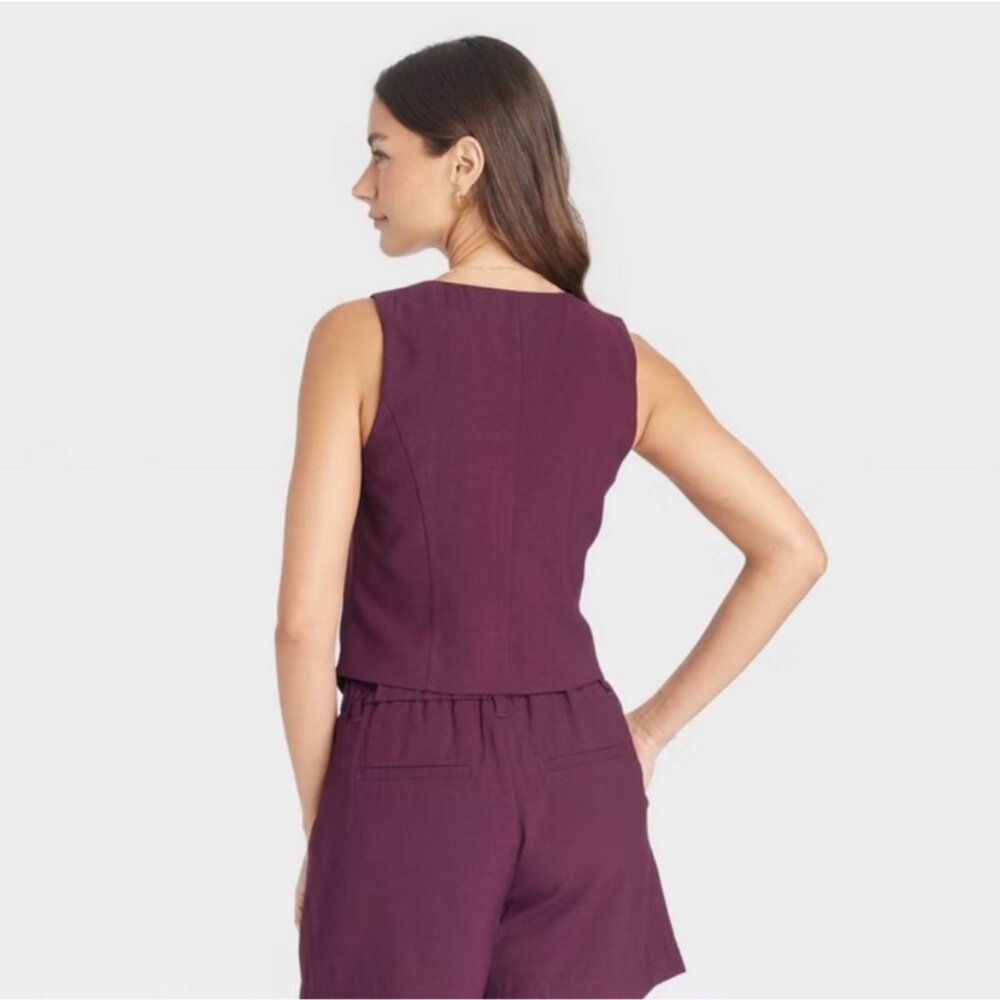 A New Day - Women’s Tailored Vest Burgundy Size - Picture 3 of 7